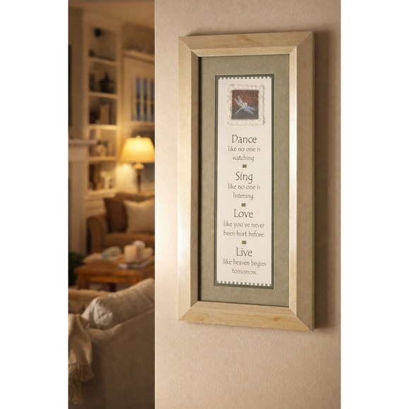Vintage Framed Inspirational Quote Wall Art 17x9 Dragonfly Print Decor